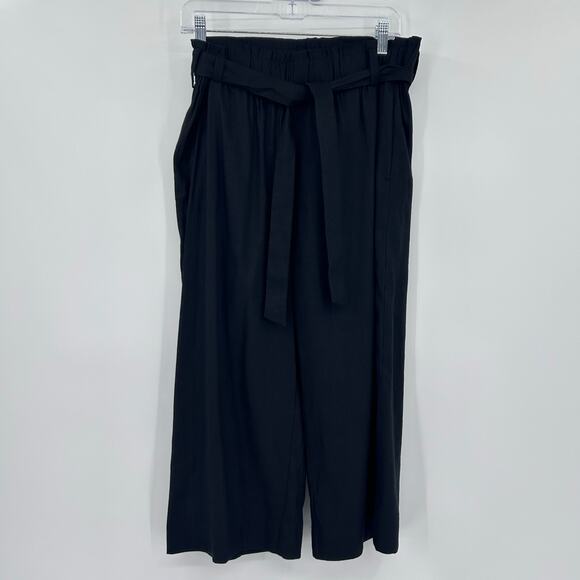 J Jill Linen Stretch Belted Paper Bag Waist Wide Leg Cropped Pants Womens Sz SP - Picture 3 of 11